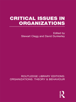 cover image of Critical Issues in Organizations (RLE